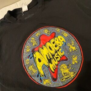 Amoeba Music Graphic T Shirt Black Short Sleeve Crew Neck Mens Womens Size Small